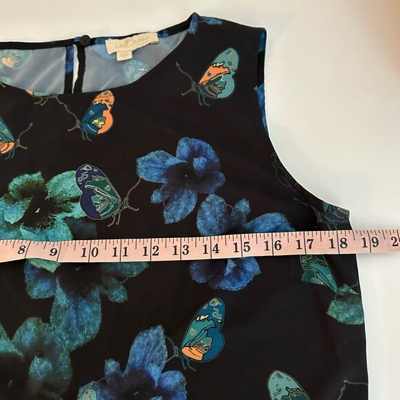 LaDress by Simone Women's Butterfly Black Blue Matching Set Size Small Floral - Picture 6 of 16